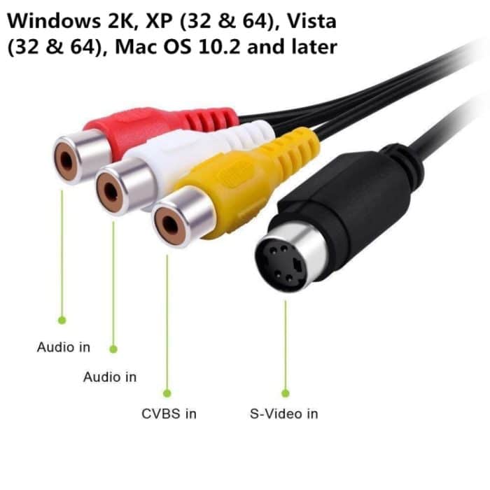 USB-zu-RCA-Kabel 60+ Unterstützt Vista 64 / Win 7 / Win 8 / Win 10 / Mac OS – Bild 4