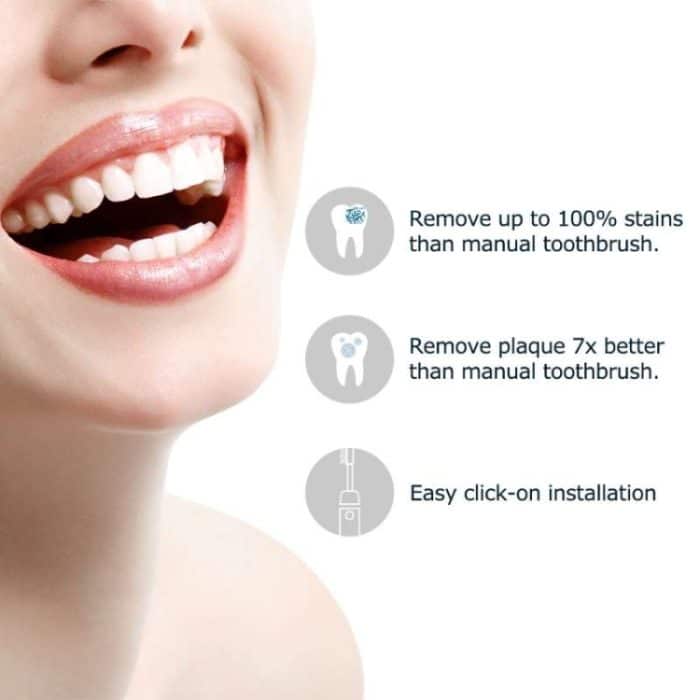 4 Stück Zahnbürstenköpfe und Kappen für Mornwell D01/D02 elektrische Zahnbürsten – Bild 4