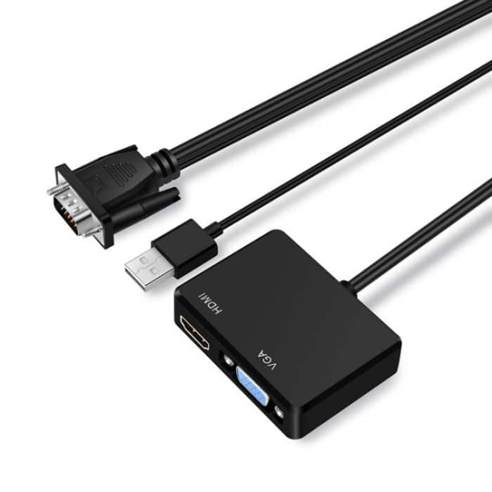 VGA bis HDMI-Adapter VGA-Splitter mit 3,5-mm-Audio-Konverter – Bild 1