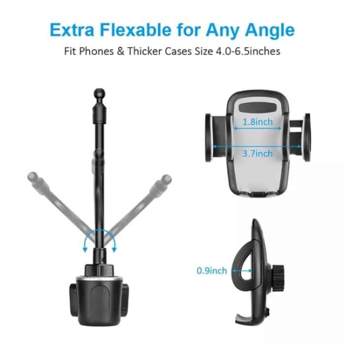 A64 + X905 Universelle 360-Grad-Autotelefonhalterung, verstellbarer Schwanenhals-Getränkehalterständer – Bild 2