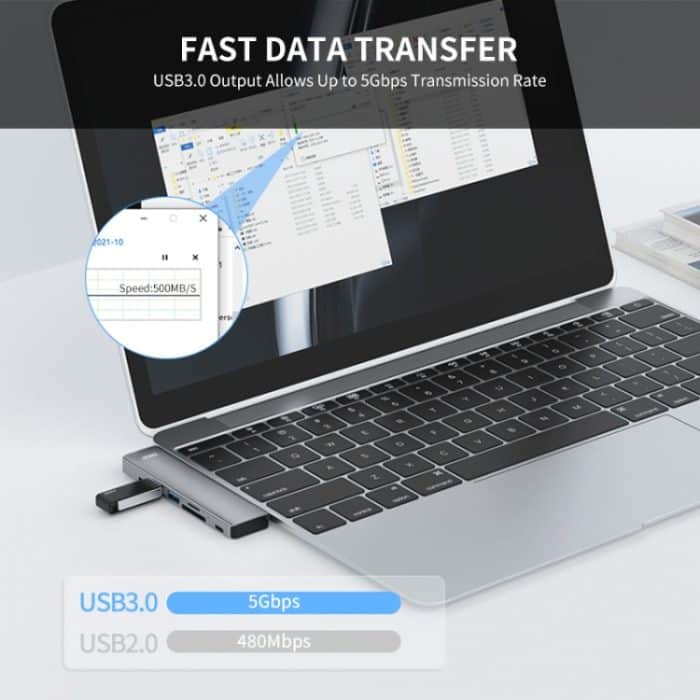 ENKAY Hat-Prince 7 in 2 Type-C zu 4K HDMI Docking Station Adapter Hub SD/TF Kartenleser – Bild 4