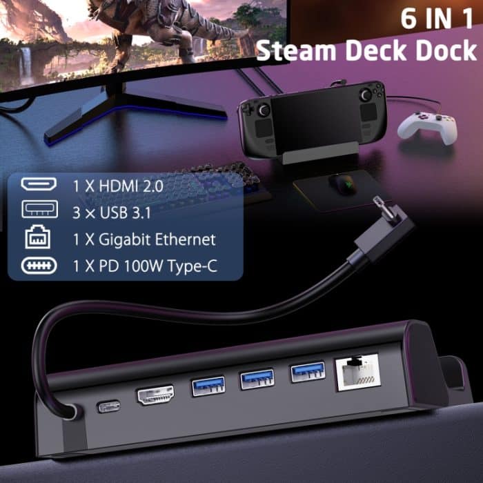 Für Steam Deck Expansion Dock Lade Dock Lade Dock HDMI Gigabit Netzwerk Port Konverter – Bild 6