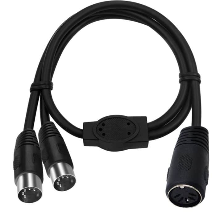 JUNSUNMAY MIDI 2 in 1 Din 5 Pin Stecker auf Dual 2 Pin Buchse Kabeladapter, Kabellänge: 50 cm – Bild 1