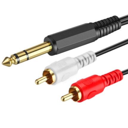 JUNSUNMAY 6,35 mm männlicher TRS-Stereo-Stecker auf 2 RCA-Phono-Stecker, Audiokabel-Anschluss, 0.2m, 1.5m