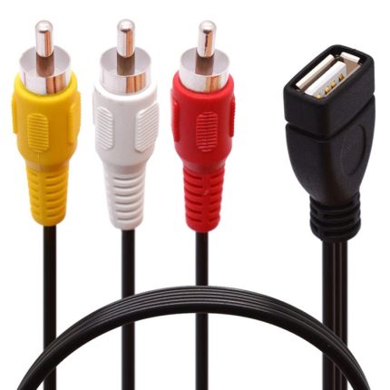 JUNSUNMAY USB-Buchse auf 3 x Cinch-Stecker, Audio-Video-Splitterkabel, 0.2m, 1.5m