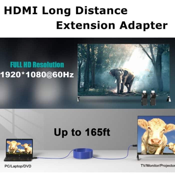 HDMI Extender 165 Fuß Audio Video 1080P über Cat5 Cat6 Ethernet-Kabel übertragen verlustfreies Signal HDMI-Fernverlängerungsadapter – Bild 3