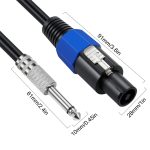 JUNSUNMAY Speakon-Stecker auf 6,35-mm-Stecker, Audio-Lautsprecher-Adapterkabel mit Schnappverschluss, 6FT, 10FT, 25FT, 50FT – Bild 3