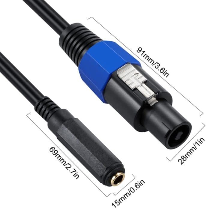 JUNSUNMAY Speakon-Stecker auf 6,35-mm-Buchse, Audio-Lautsprecher-Adapterkabel mit Schnappverschluss, Länge: 50 cm – Bild 3
