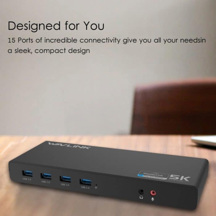 Wavlink UG69DK1 5K Typ-C Dual Display USB 3.0 Video Gigabit Ethernet HDMI Dockingstation, US Plug, EU Plug, UK Plug, AU Plug – Bild 8
