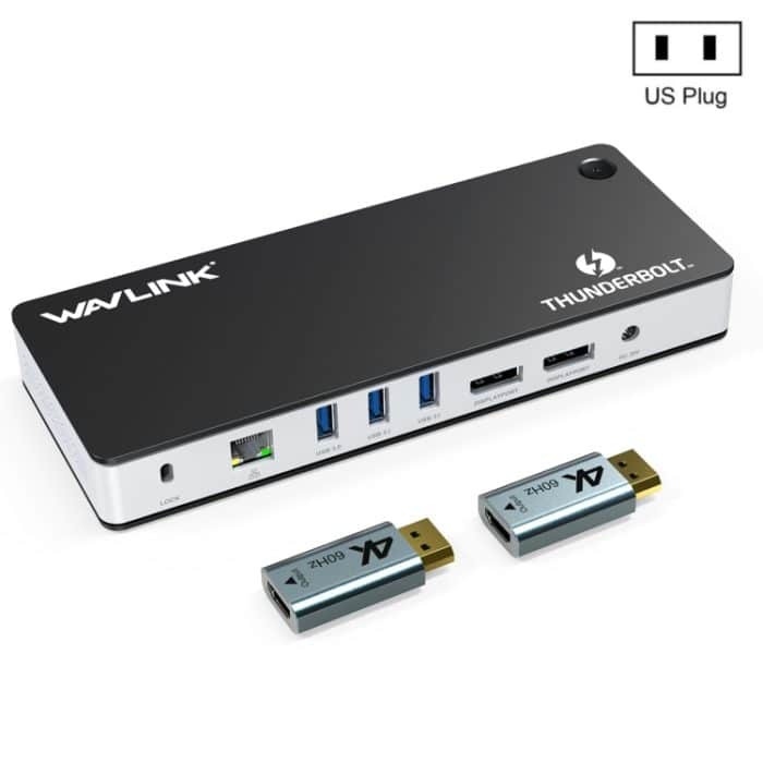 SYA002322901.jpg Wavlink UTD21H 60 W Host-Ladestation Thunderbolt 3 Dockingstation 4K Dual Display 11 in 1 Anschlüsse, US Plug, EU Plug, UK Plug – Bild 1