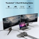 Wavlink UTD21H 60 W Host-Ladestation Thunderbolt 3 Dockingstation 4K Dual Display 11 in 1 Anschlüsse, US Plug, EU Plug, UK Plug – Bild 5