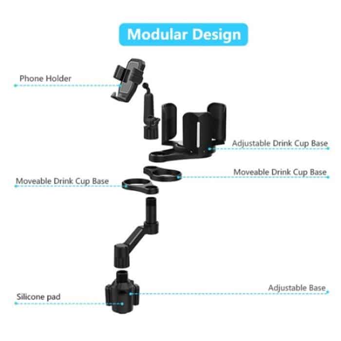 D04 Mit 2 Kaffeetassen-Autobecherhalter, verstellbarer drehbarer Handy-Autohalterungshalter, D04 (Grey), D04 (Green) – Bild 5