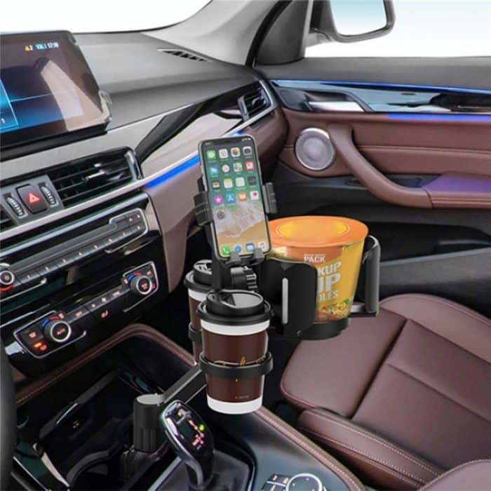 D04 Mit 2 Kaffeetassen-Autobecherhalter, verstellbarer drehbarer Handy-Autohalterungshalter, D04 (Grey), D04 (Green) – Bild 7