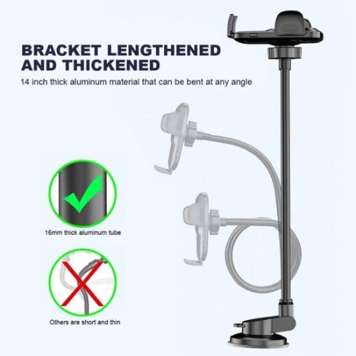 X034 Universeller LKW-Bus-Armaturenbrett-Flexibler, verstellbarer Windschutzscheiben-Saugnapf-Autotelefonhalter, X034, X034  (Black) – Bild 4