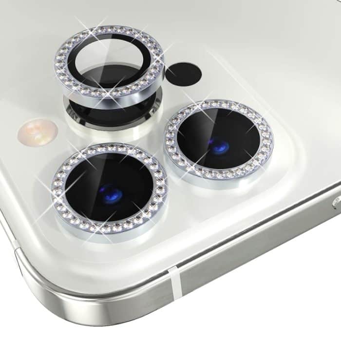 NORTHJO Kameraobjektivschutz aus gehärtetem Glas, Metall-Strass-Ringfolie, For iPhone 15 Pro / 15 Pro Max – Bild 3