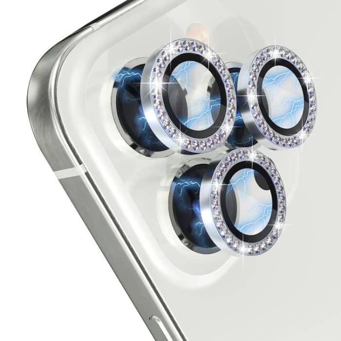 NORTHJO Kameraobjektivschutz aus gehärtetem Glas, Metall-Strass-Ringfolie, For iPhone 15 Pro / 15 Pro Max – Bild 4