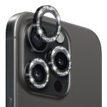 NORTHJO Kameraobjektivschutz aus gehärtetem Glas, glitzernde Metallringfolie, For iPhone 15 Pro / 15 Pro Max