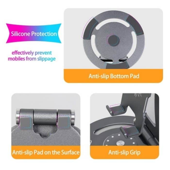 G60 Tragbarer, faltbarer, um 360 Grad drehbarer Desktop-Telefon-Tablet-Halter, G60 – Bild 4