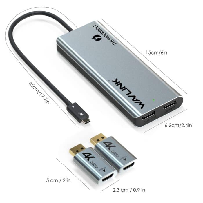 WAVLINK WL-UTD05H Thunderbolt 3 Dual 4K Mini-Dockingstation-Konverter mit 2 DP-zu-HD-Adaptern – Bild 4