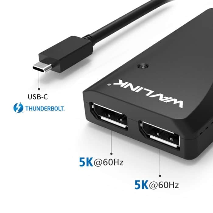 WAVLINK WL-UTA01D Typ-C Thunderbolt 3 zu Dual DisplayPort Adapter Splitter Konverter – Bild 3