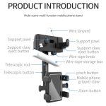 H23-8 Neuer Multifunktions-Rückspiegel-Telefonhalter, drehbare, einziehbare Telefonhalterung – Bild 6