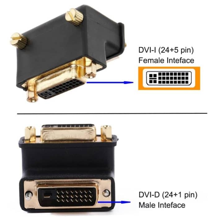 90 Grad rechtwinkliger DVI 24+5 DVI-I Digital Dual Link Stecker auf Buchse Verlängerungsadapter für HDTV LCD-Monitor – Bild 7