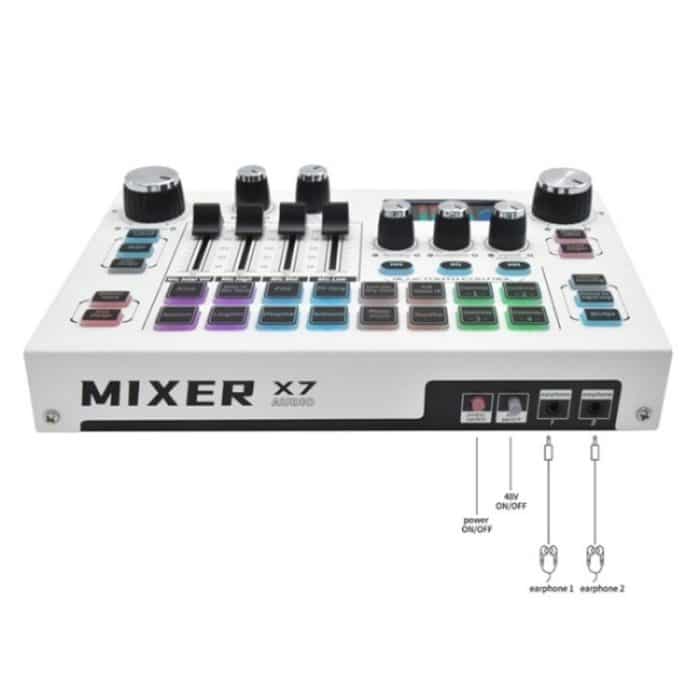 X7 48V Live Broadcast Audio Mixer Professionelle Mikrofon Live Soundkarte – Bild 5