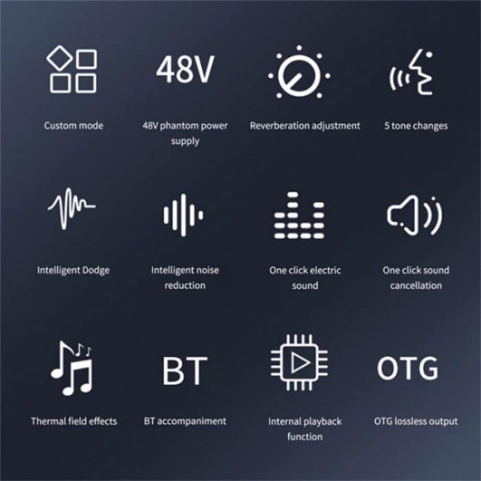 C100 Live-Streaming-Aufnahme, Karaoke-Soundkarte, mobiler Audio-Mixer – Bild 4