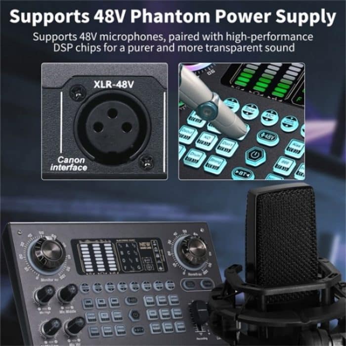 C100 Live-Streaming-Aufnahme, Karaoke-Soundkarte, mobiler Audio-Mixer – Bild 5