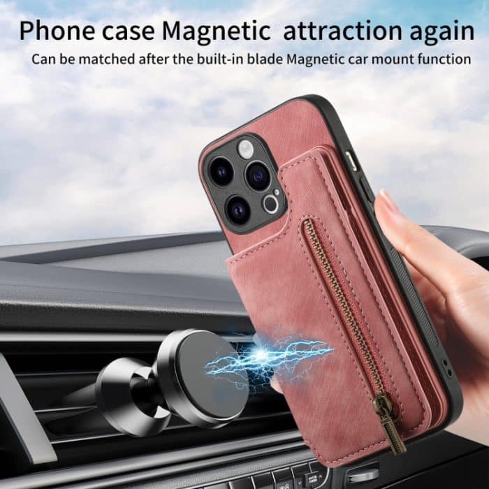 Retro-Handyhülle aus Leder mit Reißverschluss auf der Rückseite, For iPhone 11 Pro  Max, For iPhone 11, For iPhone 11 Pro, For iPhone X / XS – Bild 7