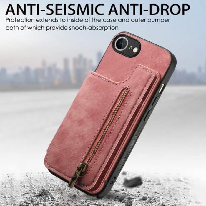 Retro-Handyhülle aus Leder mit Reißverschluss auf der Rückseite, iPhone 16e, For iPhone 14 Plus, For iPhone 14, For iPhone 14 Pro – Bild 3