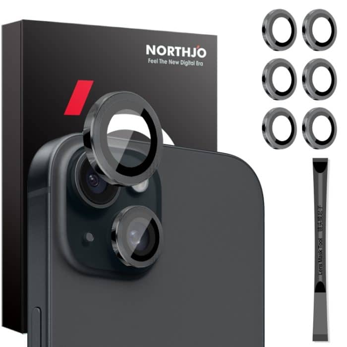 SYA002588101A.jpg NORTHJO 3 Set 6-tlg. Kameraobjektiv-Schutzhülle Metallringfolie, For iPhone 15 / 15 Plus / 14 / 14 Plus – Bild 1