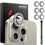 NORTHJO 2 Set 6-teilig Kamera-Objektivschutz Glitzer Metallring Film, For iPhone 15 Pro / 15 Pro Max