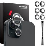 NORTHJO 3er Set 6-teilig Kamera-Objektivschutz Glitzer Metallringfolie, For iPhone 15 / 15 Plus / 14 / 14 Plus