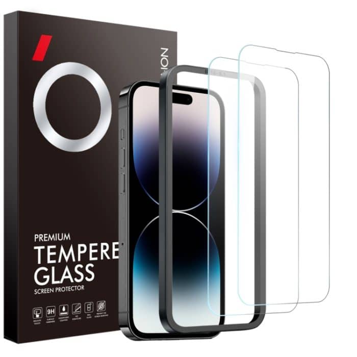 SYA002602203.jpg NORTHJO 2 Stück A++ Displayschutzfolie aus gehärtetem Glas mit Installationsrahmen, For iPhone 14 Pro, For iPhone 14 Pro Max – Bild 1