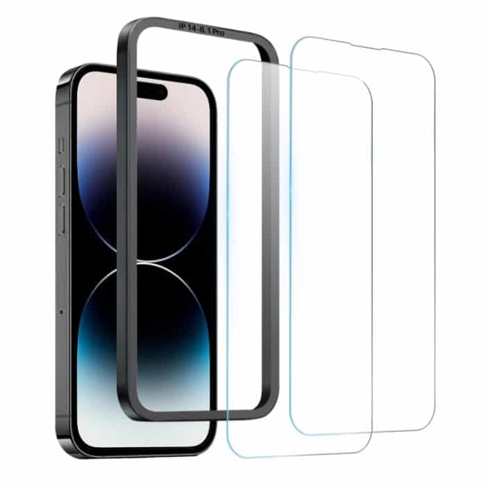NORTHJO 2 Stück A++ Displayschutzfolie aus gehärtetem Glas mit Installationsrahmen, For iPhone 14 Pro, For iPhone 14 Pro Max – Bild 3