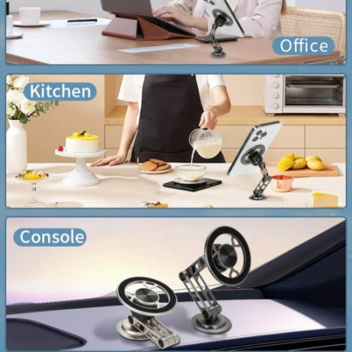 G188 Aluminiumlegierung Verstellbarer Handyständer Auto Armaturenbrett Magnetischer Telefonhalter, G188 Gold, G188 Grey, G188 Silver – Bild 9