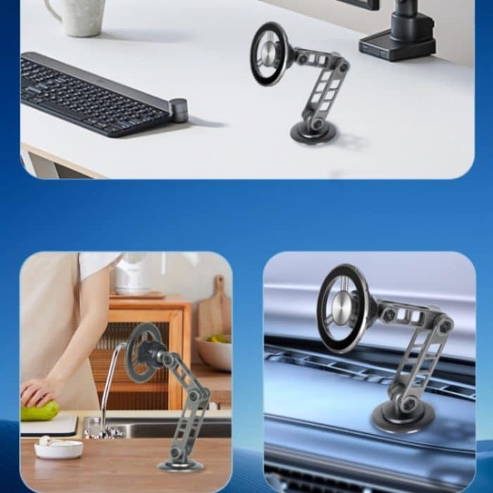 G198 Verstellbarer Roboterarm-Handyständer Auto Armaturenbrett Windschutzscheibe Magnetischer Telefonhalter, G198 Grey, G198 Silver – Bild 9