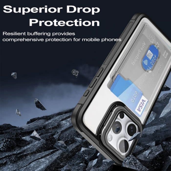 Kartentasche Halter Acryl Hybrid TPU Handyhülle, For iPhone 13, For iPhone 12, For iPhone 12 Pro Max – Bild 4