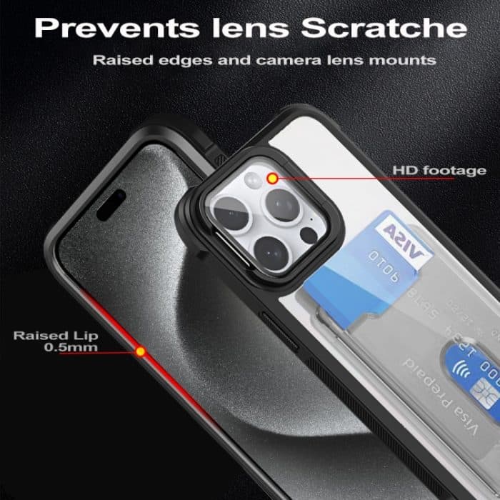 Kartentasche Halter Acryl Hybrid TPU Handyhülle, For iPhone 14 Pro Max, For iPhone 13 Pro Max, For iPhone 13 Pro – Bild 5