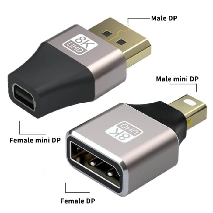 JUNSUNMAY 8K 60Hz DisplayPort Stecker auf Mini DisplayPort Buchse Adapter DP Konverter – Bild 2