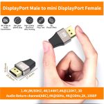 JUNSUNMAY 8K 60Hz DisplayPort Stecker auf Mini DisplayPort Buchse Adapter DP Konverter – Bild 4