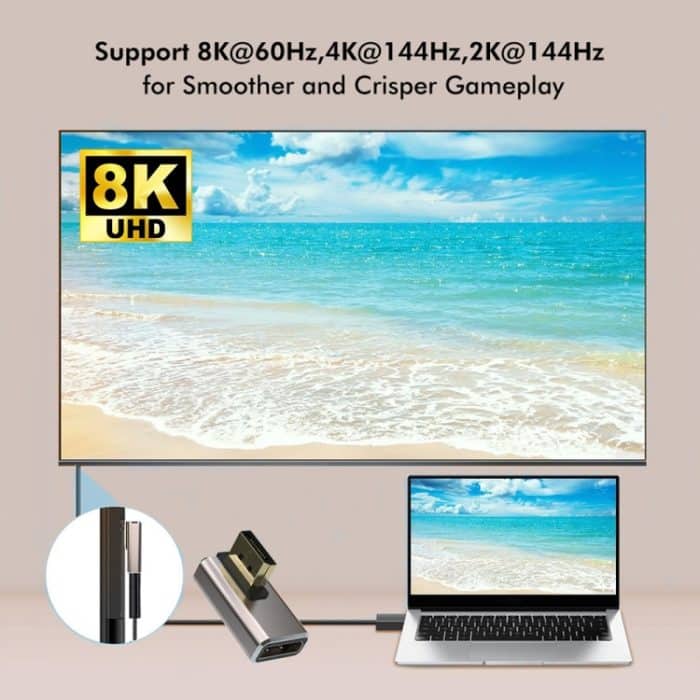 JUNSUNMAY 8K@60Hz PD1.4 DisplayPort-Stecker auf DisplayPort-Buchse-Adapterkonverter, A, B – Bild 3