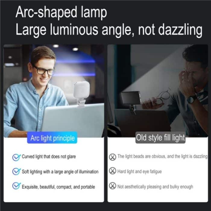 V15 Mini Clip-On Tragbare LED Fülllicht Telefon Laptop Video Konferenz Live-Streaming Fülllampe, V15 – Bild 5