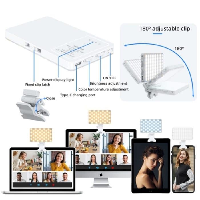 V12A Telefon Laptop Video Konferenz Fülllampe Tragbares Selfie Live-Streaming LED Fülllicht, V12A – Bild 5