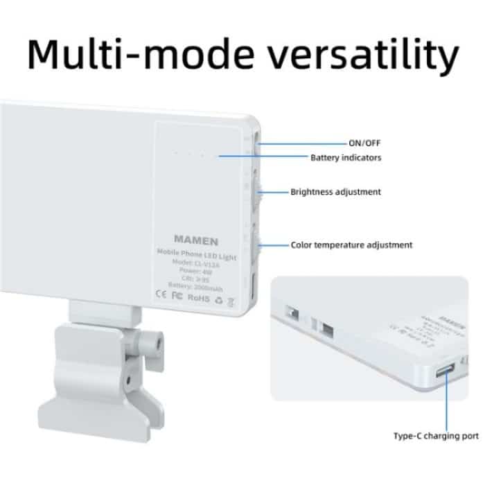 V12A Telefon Laptop Video Konferenz Fülllampe Tragbares Selfie Live-Streaming LED Fülllicht, V12A – Bild 6