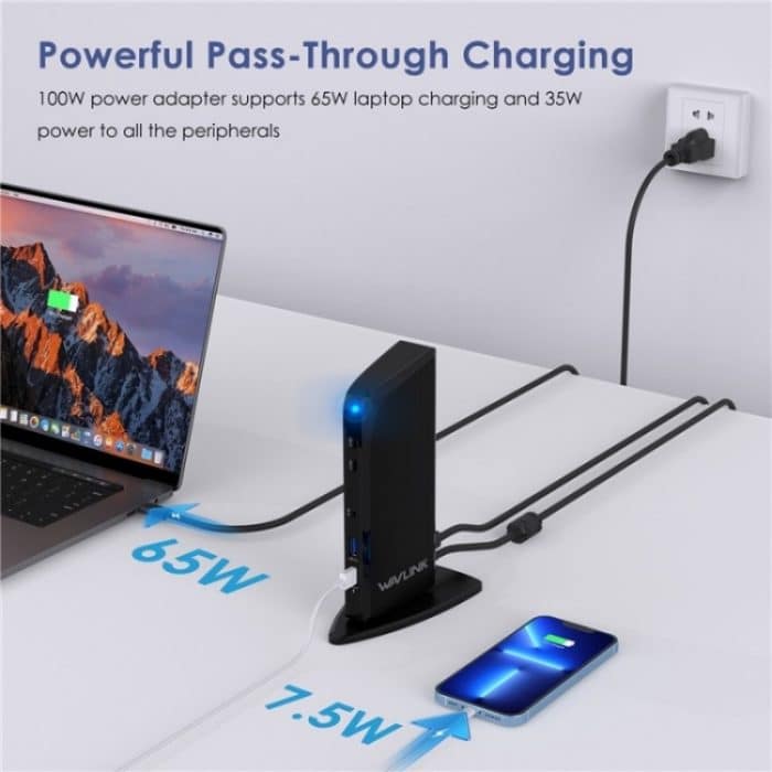 WAVLINK UG39PD1 13-in-1-Dockingstation mit drei Monitoren vom Typ C und 4K HD, US Plug, UK Plug, EU Plug, AU Plug – Bild 6