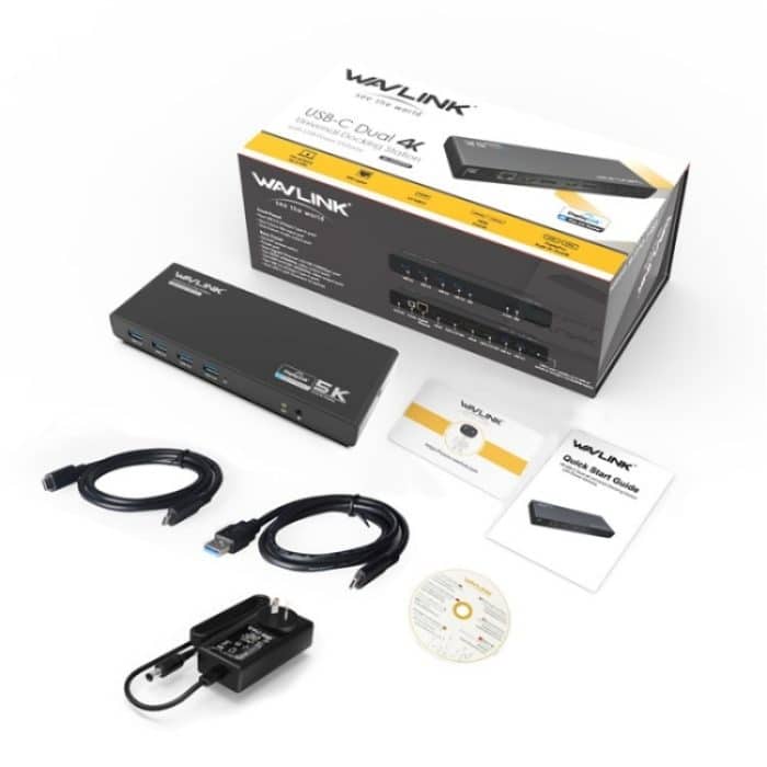 WAVLINK UG69PD6 Dual 4K Laptop Dockingstation 5K HD Displaylink 65 / 100W PD Aufladen, US Plug, UK Plug, EU Plug, AU Plug – Bild 8