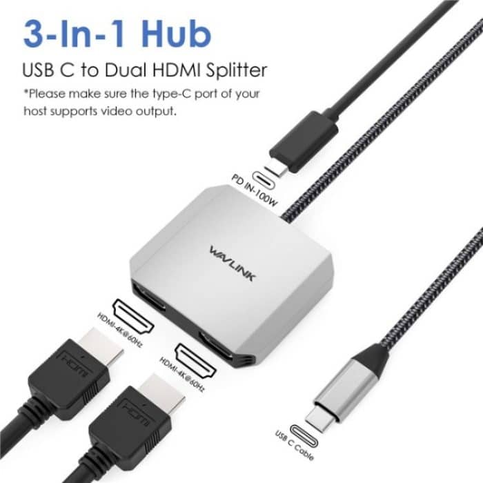 WAVLINK UHP510 Pro 87 W PD-Lade-USB-C-zu-Dual-HD-Konverter 4K 60 Hz Monitoradapter – Bild 2