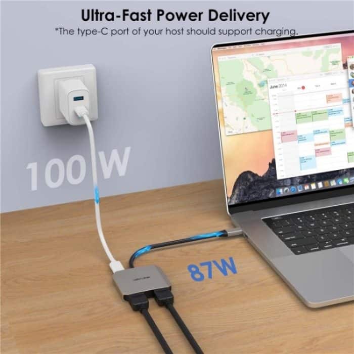 WAVLINK UHP510 Pro 87 W PD-Lade-USB-C-zu-Dual-HD-Konverter 4K 60 Hz Monitoradapter – Bild 5